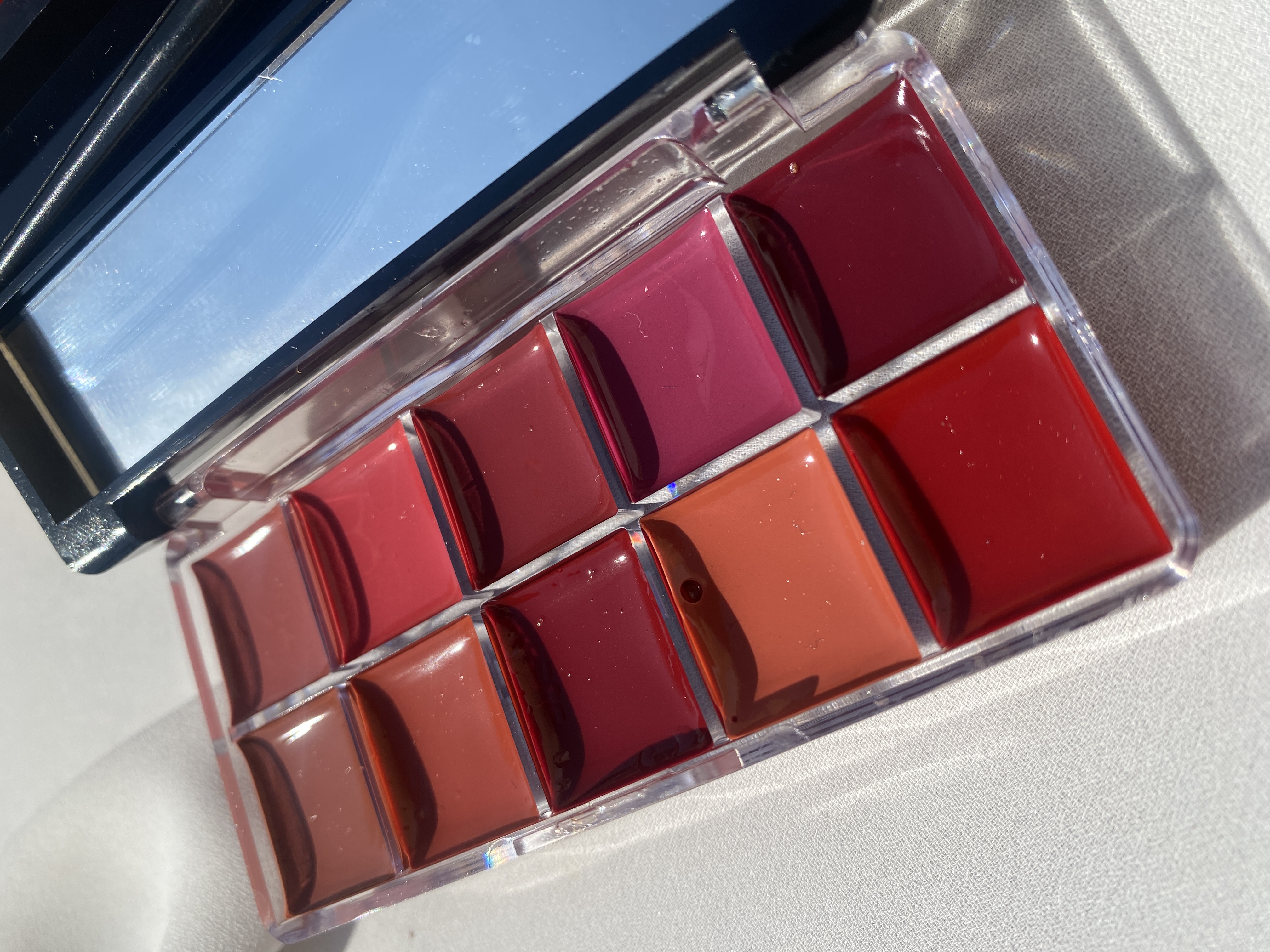 پلت رژلب ۱۰ رنگ دوسه برس و آینه دار